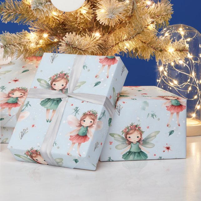 Create Your Own Holiday Fairy Blue Wrapping Paper (Holidays)
