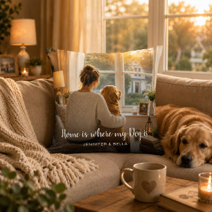 Create your own Home is where my dog is photo Throw Pillow