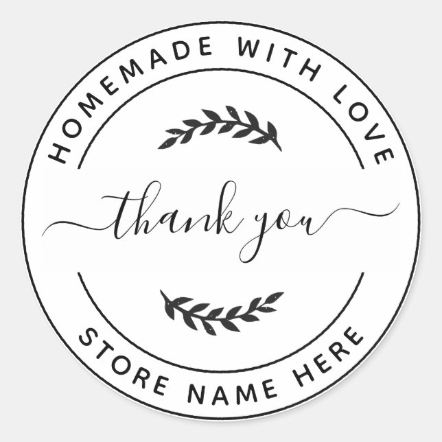 Create Your Own Homemade with Love Thank You Class Classic Round Sticker (Front)