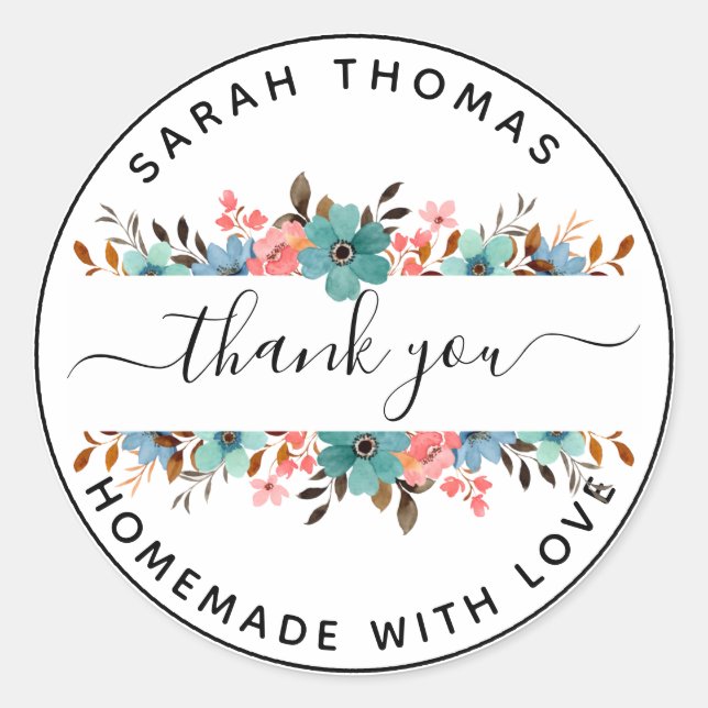 Create Your Own Homemade with Love Thank You Class Classic Round Sticker (Front)