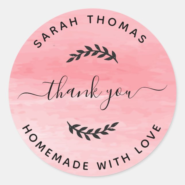 Create Your Own Homemade with Love Thank You Class Classic Round Sticker (Front)