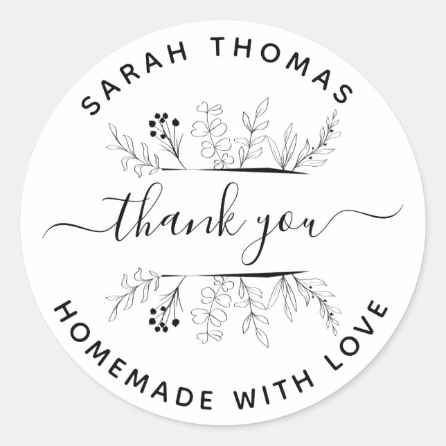 Create Your Own Homemade with Love Thank You Class Classic Round Sticker (Front)