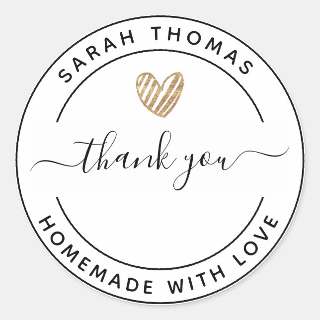 Create Your Own Homemade with Love Thank You Class Classic Round Sticker (Front)