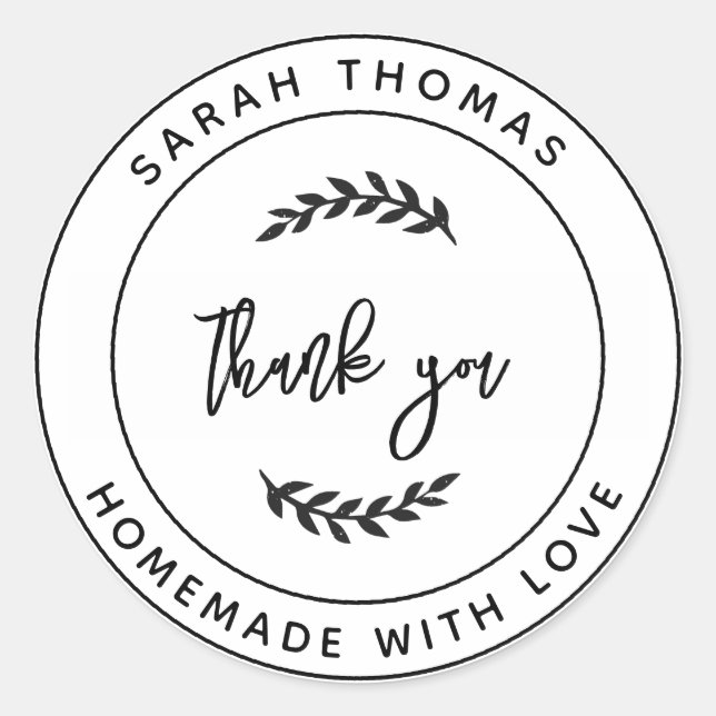 Create Your Own Homemade with Love Thank You Class Classic Round Sticker (Front)