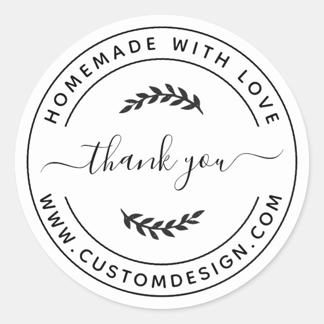 Create Your Own Homemade with Love Thank You Class Classic Round Sticker (Front)