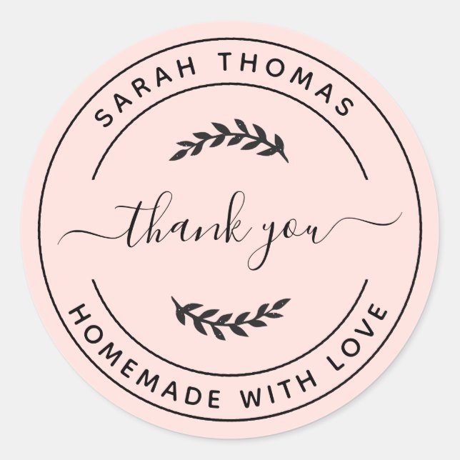 Create Your Own Homemade with Love Thank You Class Classic Round Sticker (Front)