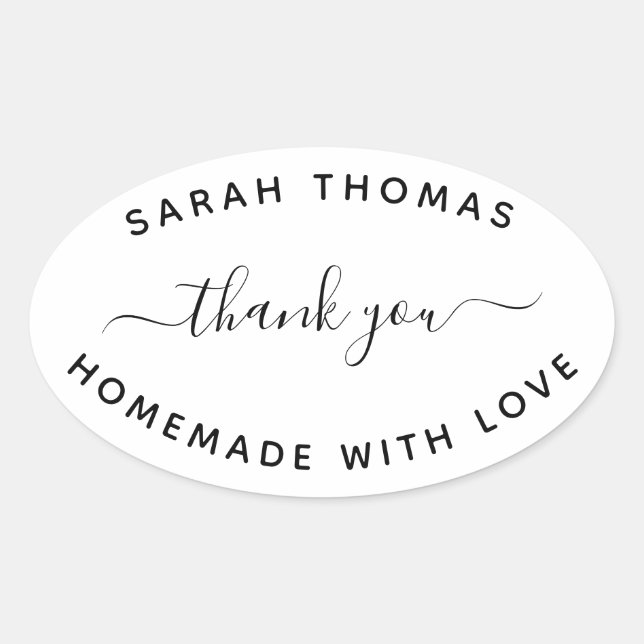 Create Your Own Homemade with Love Thank You Class Oval Sticker (Front)