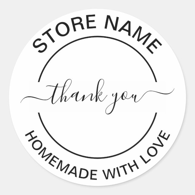 Create Your Own Homemade With Love Thank you  Classic Round Sticker (Front)