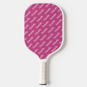 Create Your Own Hot Pink Name Tiled Pickleball Paddle
