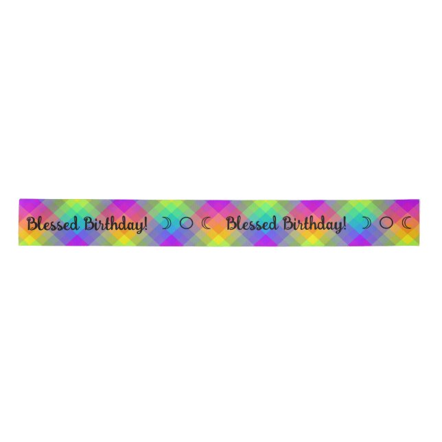 Create Your Own Hot Rainbow Gingham Satin Ribbon (Front)