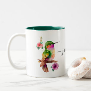 Create Your Own Hummingbird Personalized Add Name Two-Tone Coffee Mug