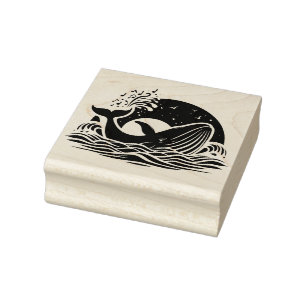 Create Your Own Humpback Whale Sunset Waves Rubber Stamp