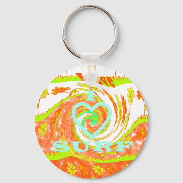 Create Your Own  I Love Surfing. Keychain (Front)