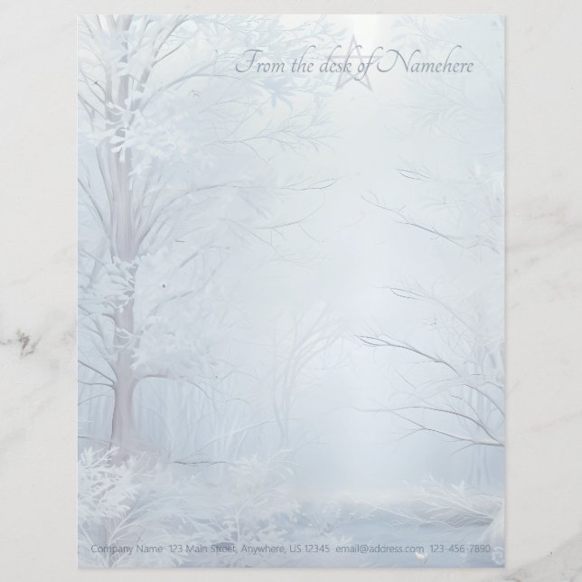 Create Your Own Icy Winter Yule Magical Forest Letterhead (Front)