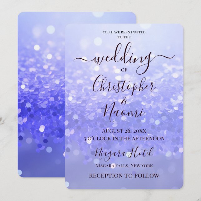 Create Your Own Indigo Glitter Invitation (Front/Back)