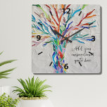 Create Your Own Inspirational Message Square Wall Clock<br><div class="desc">This unique wall clock is decorated with a rainbow coloured mosaic design.
You can add your chosen inspirational quote or message to personalize it. 
You can edit the font,  font size,  and font colour. Original Mosaic © Michele Davies.</div>