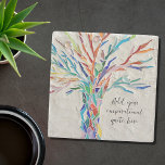 Create Your Own Inspirational Message  Stone Coaster<br><div class="desc">This unique Sone Coaster is decorated with a colourful mosaic Tree of Life design.
Add your chosen inspirational quote or message to personalize it. 
You can edit the font,  font size,  and font colour.
Original Mosaic © Michele Davies.</div>