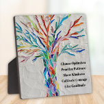 Create Your Own Inspirational Motivational Quote  Plaque<br><div class="desc">This decorative plaque features a mosaic tree in rainbow colours and an inspiring quote.
The text is customizable so you can replace the quote.
Use the Design Tool to change the text size,  style,  or colour.
Original Mosaic © Michele Davies.</div>