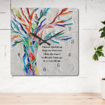 Create Your Own Inspirational/Motivational Quote Square Wall Clock<br><div class="desc">This decorative wall lock features a mosaic tree in rainbow colours and an inspiring quote. The text is customizable so you can replace the quote. Use the Design Tool to change the text size, style, or colour. You won't find this exact image from other designers as we create our artwork....</div>