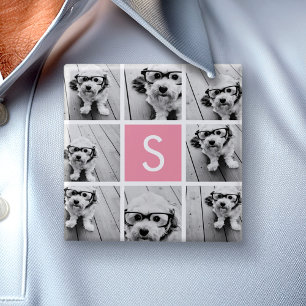 Create Your Own Instagram Collage Custom Monogram 2 Inch Square Button