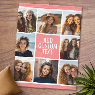 Create Your Own Instagram Collage Custom Monogram Fleece Blanket