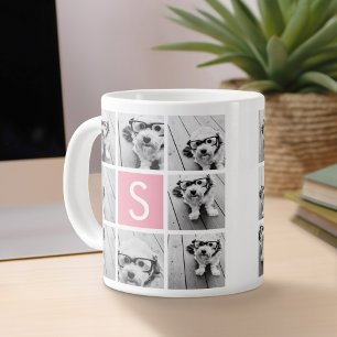Create Your Own Instagram Collage Custom Monogram Large Coffee Mug