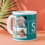 Create Your Own Instagram Collage Custom Monogram Large Coffee Mug<br><div class="desc">Use 8 square photos to create a unique and personal gift. Or you can keep the hipster puppy and make a trendy keepsake. If you need to adjust the pictures,  click on the customize tool to make changes.</div>