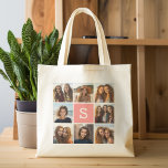 Create Your Own Instagram Collage Custom Monogram Large Tote Bag<br><div class="desc">Use 8 square photos to create a unique and personal gift. Or you can keep the hipster puppy and make a trendy keepsake. If you need to adjust the pictures,  click on the customize tool to make changes.</div>