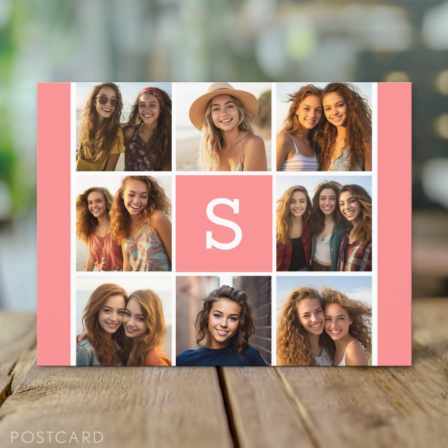 Create Your Own Instagram Collage Custom Monogram Postcard (Custom Postcard)