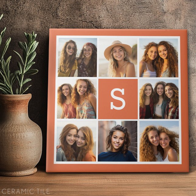 Create Your Own Instagram Collage Custom Monogram Tile (Custom Tile)