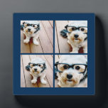 Create Your Own Instagram Collage Navy 4 Pictures Plaque<br><div class="desc">Use four square photos to create a unique and personal gift. Or you can keep the hipster puppy and make a trendy keepsake. If you need to adjust the pictures,  click on the customize tool to make changes.</div>
