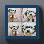 Create Your Own Instagram Collage Navy 4 Pictures Plaque<br><div class="desc">Use four square photos to create a unique and personal gift. Or you can keep the hipster puppy and make a trendy keepsake. If you need to adjust the pictures,  click on the customize tool to make changes.</div>