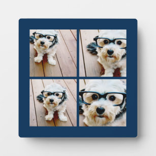 Create Your Own Instagram Collage Navy 4 Pictures Plaque