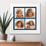Create Your Own Instagram Collage Navy 4 Pictures Poster<br><div class="desc">Use four square photos to create a unique and personal gift -- make a trendy keepsake. If you need to adjust the pictures,  click on the customize tool to make changes.</div>