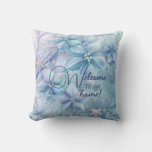 Create Your Own Iridescent Christmas Poinsettias Throw Pillow