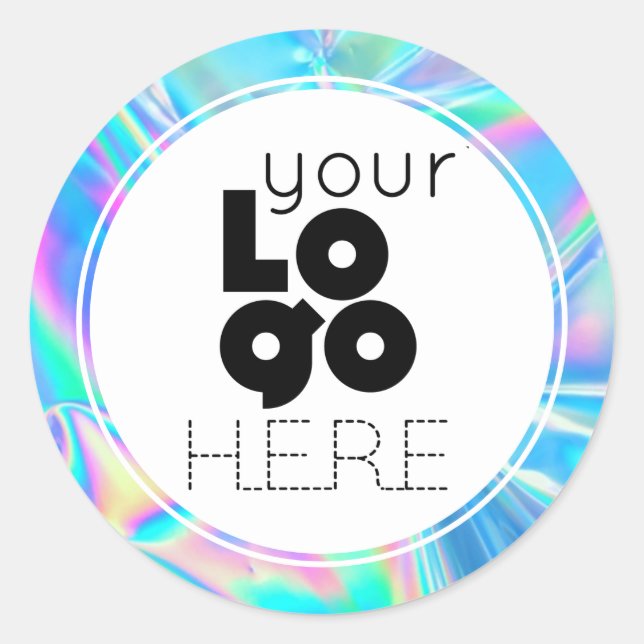 Create Your Own Iridescent Faux Holographic Logo Classic Round Sticker (Front)