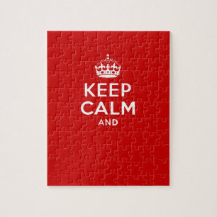 Create your own 'Keep Calm and carry on' crown red Jigsaw Puzzle