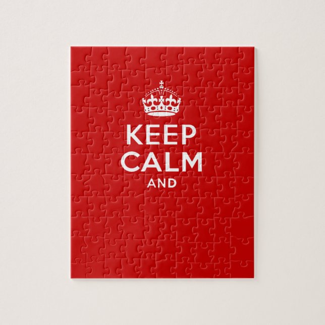 Create your own 'Keep Calm and carry on' crown red Jigsaw Puzzle (Vertical)
