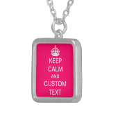Create Your Own Keep Calm and Carry On Custom Pink Silver Plated Necklace (Front Right)