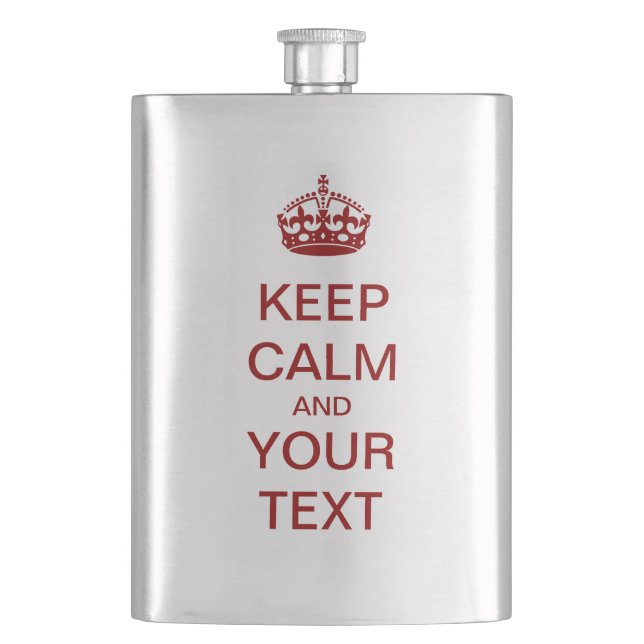 Create Your Own "KEEP CALM" Flask! (dark red) Hip Flask (Front)