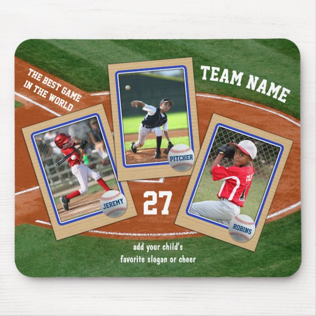 Create Your Own Kids Baseball Cards Sports Collage Mouse Pad (Front)