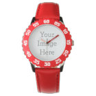 Create Your Own Kid's Black Leather Strap Watch