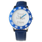 Create Your Own Kid's Black Leather Strap Watch