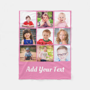 Create Your Own Kids Family Photos Collage Fleece Blanket