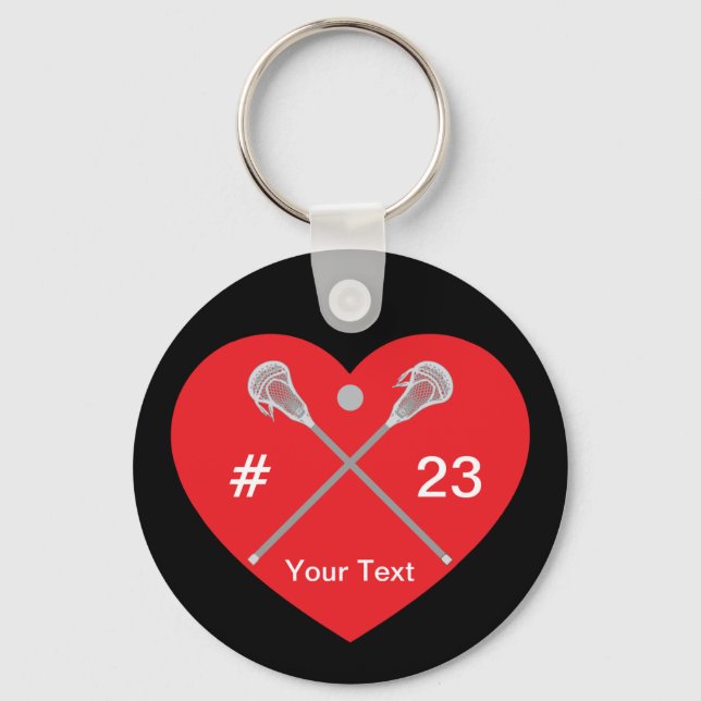 Create Your Own Lacrosse Sticks Name Number Keychain (Front)