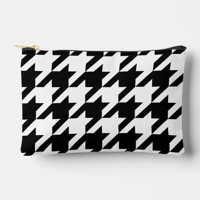 Create Your Own Large Black Houndstooth Accessory Pouch (Front)