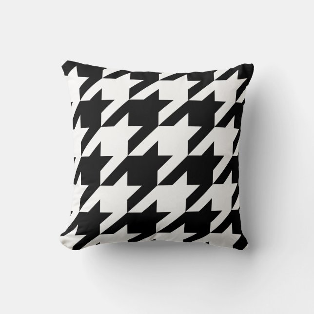 Create Your Own Large Black Houndstooth Throw Pillow (Front)