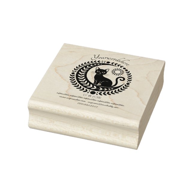 Create Your Own Laurel Framed Celestial Black Cat Rubber Stamp (Stamp)