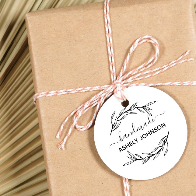 Create Your Own Laurel Leaf Handmade Name Self-inking Stamp (Creator Uploaded)