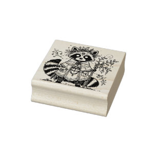 Create Your Own Laureled Raccoon Traveller Rubber Stamp